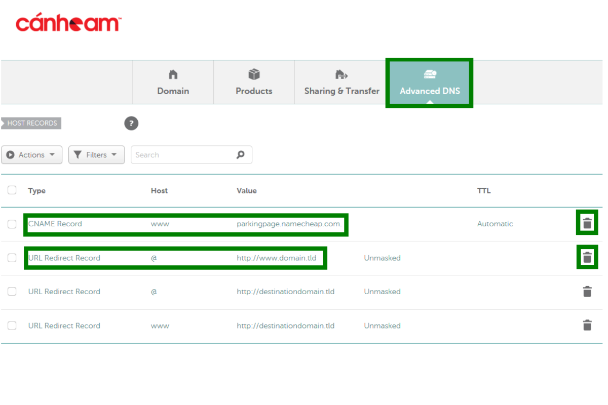 Cách sử dụng Registrar để thiết lập Redirect