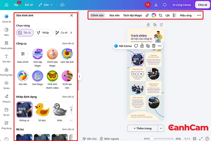 Chỉnh sửa hình ảnh trong infographic
