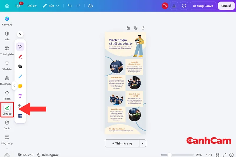 Sử dụng công cụ vẽ để đánh dấu chi tiết trong infographic