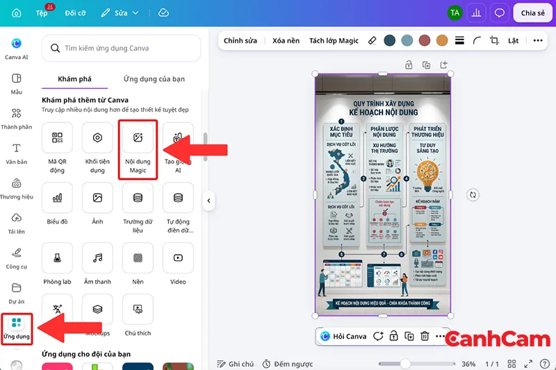 bước 3 truy cập Nội dung Magic từ mục Ứng dụng