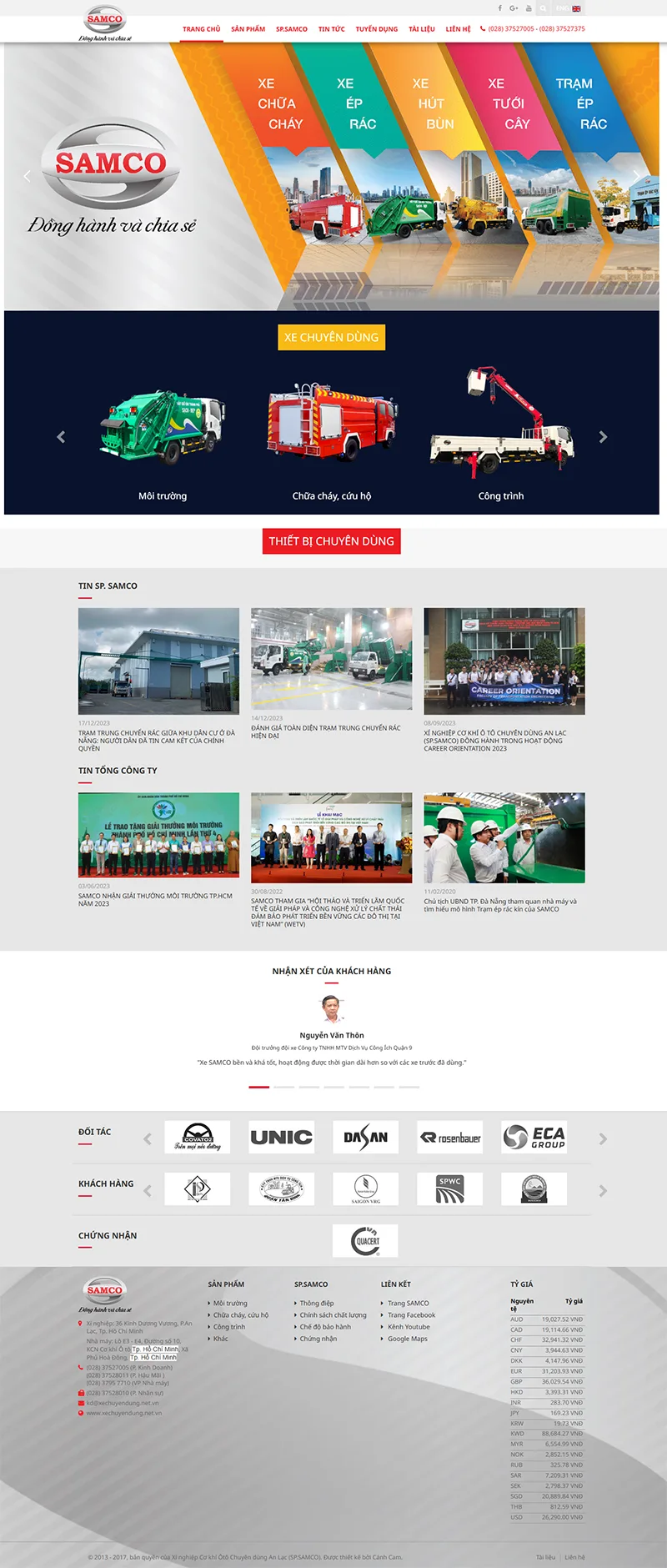 SAMCO Mẫu website xe ô tô chuyên dụng mà Cánh Cam đã thiết kế