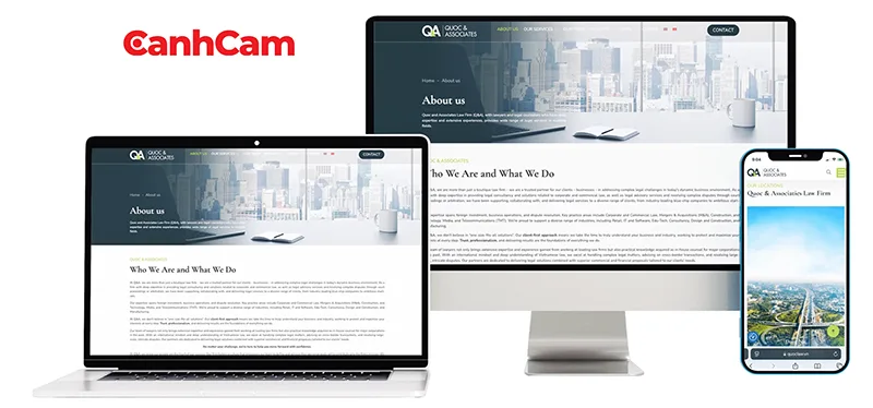  Mẫu website công ty luật Quoc&Associates mà Cánh Cam đã thiết kế