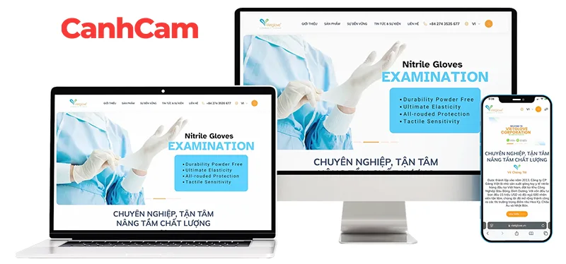 VietGlove website giới thiệu sản phẩm mà Cánh Cam đã thiết kế