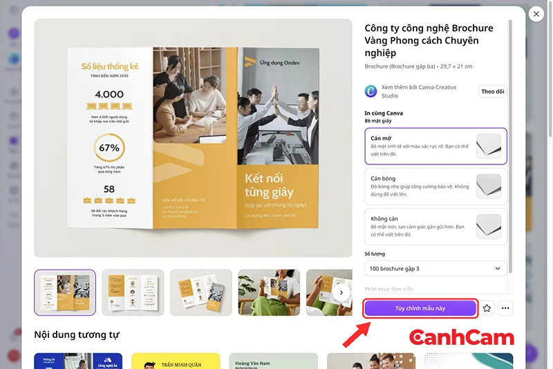 bước 1 Chọn mẫu brochure gấp ba và mở bản có thể chỉnh sửa