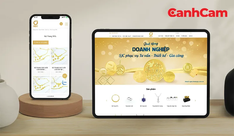SJC mẫu website trang sức tiêu biểu mà Cánh Cam đã thiết kế