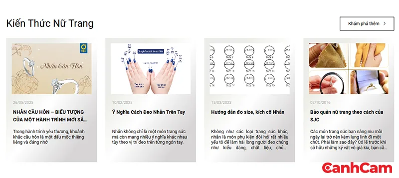 mục blog kiến thức nữ trang nằm trong phần tin tức giúp website bổ sung thông tin cho khách