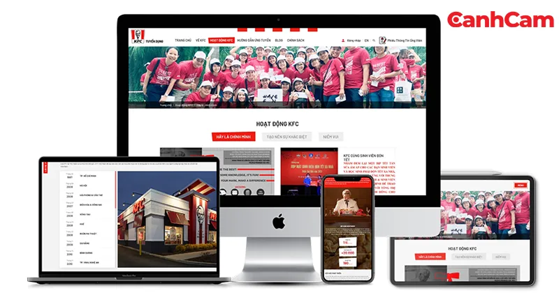website tuyển dụng KFC Việt Nam do Cánh Cam thiết kế