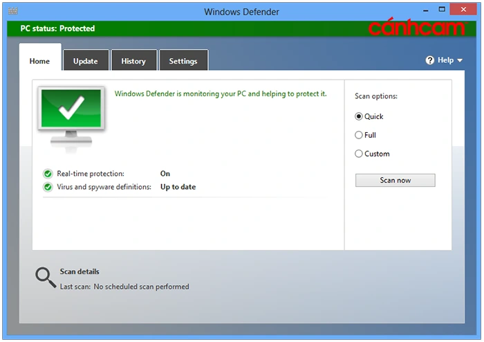 Windows Defender Phần mềm diệt virus cơ bản của Microsoft