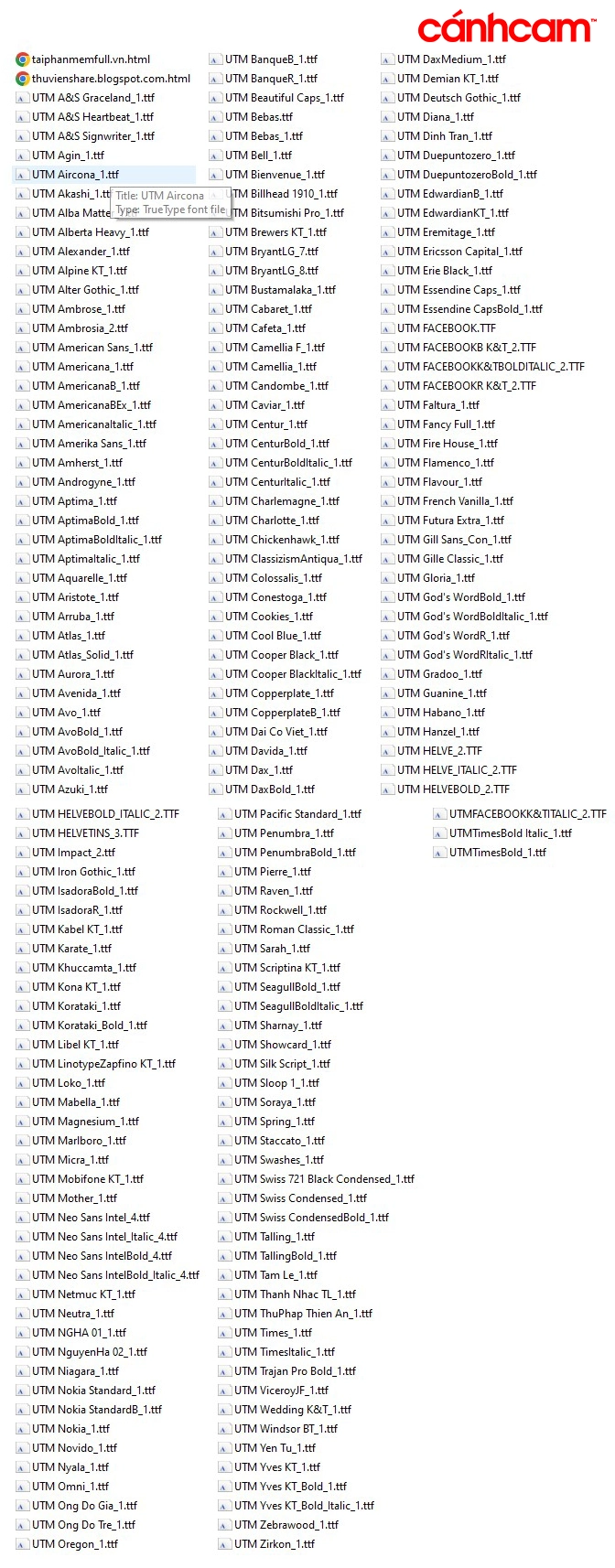 Full Font chữ đẹp UTM, font unicode thiên minh, font UTM chữ việt hóa