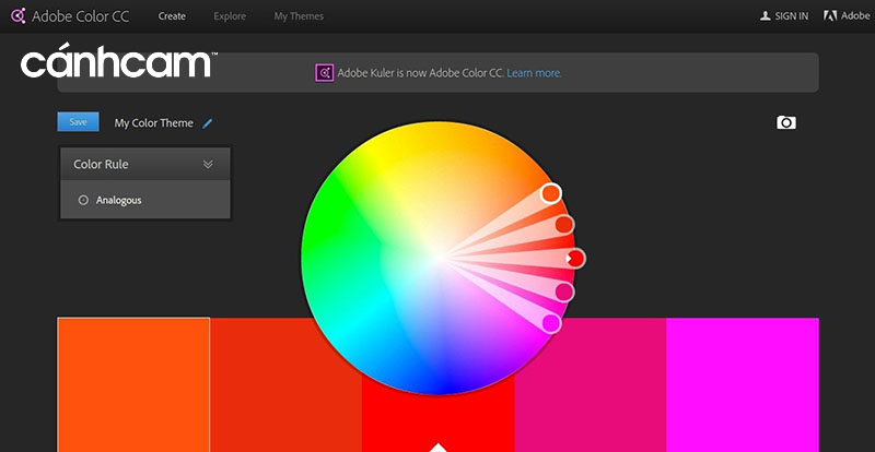 Trang web Adobe Colour CC