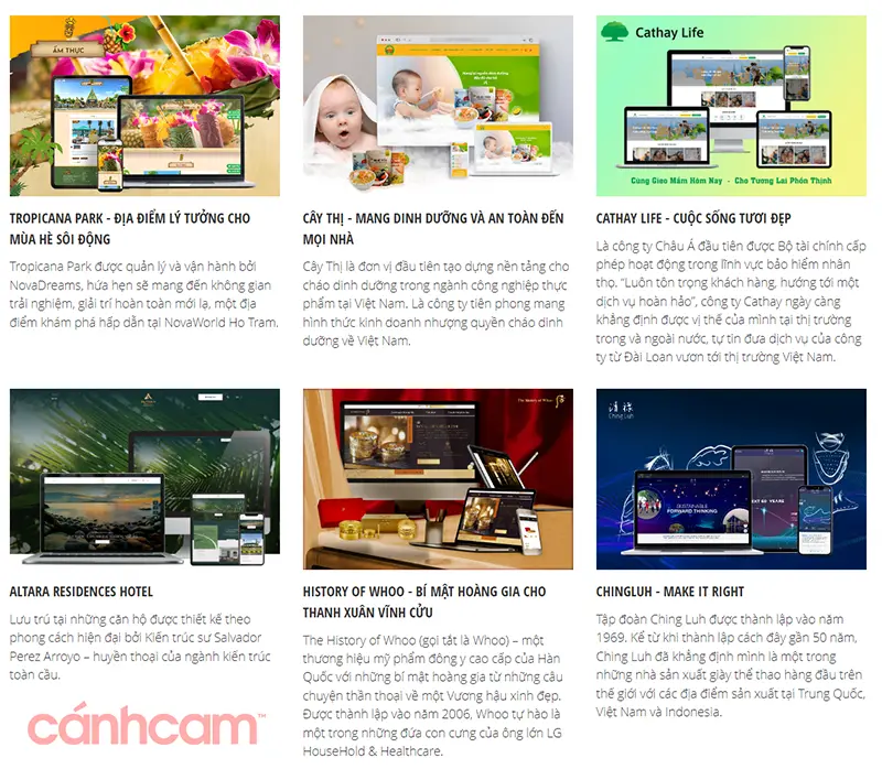 website đã thiết kế của Cánh Cam 