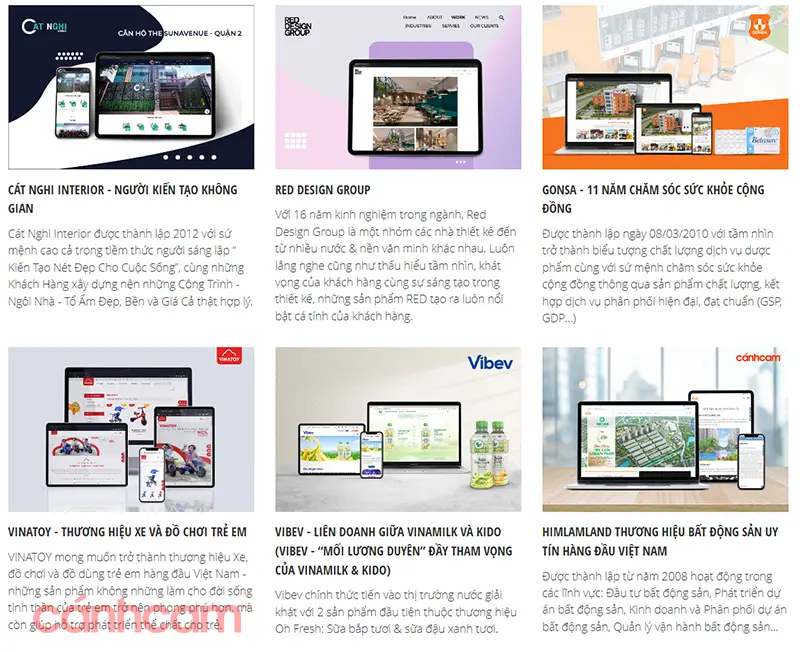 website đã thiết kế của Cánh Cam 