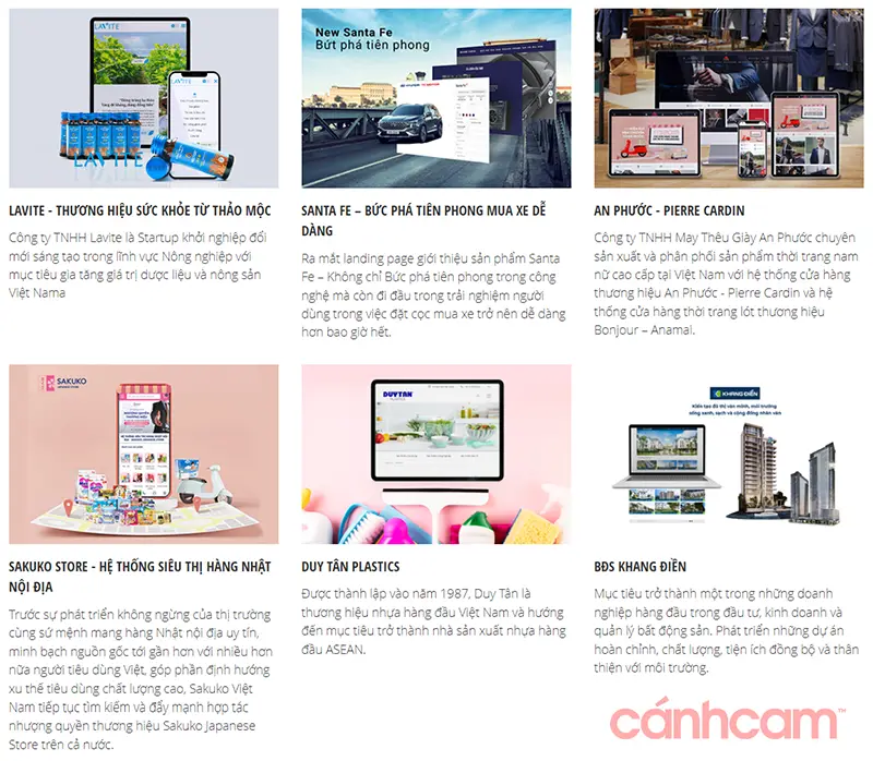 website đã thiết kế của Cánh Cam 