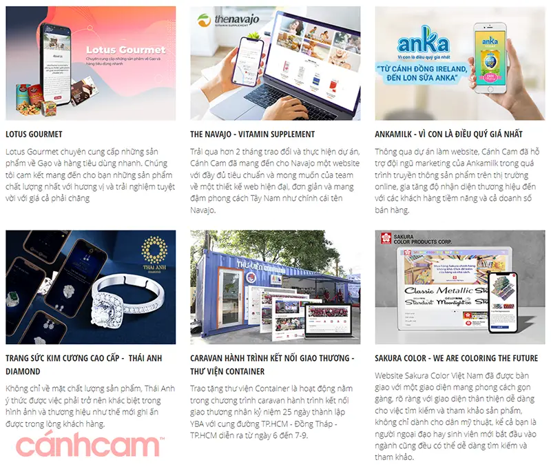 website đã thiết kế của Cánh Cam 