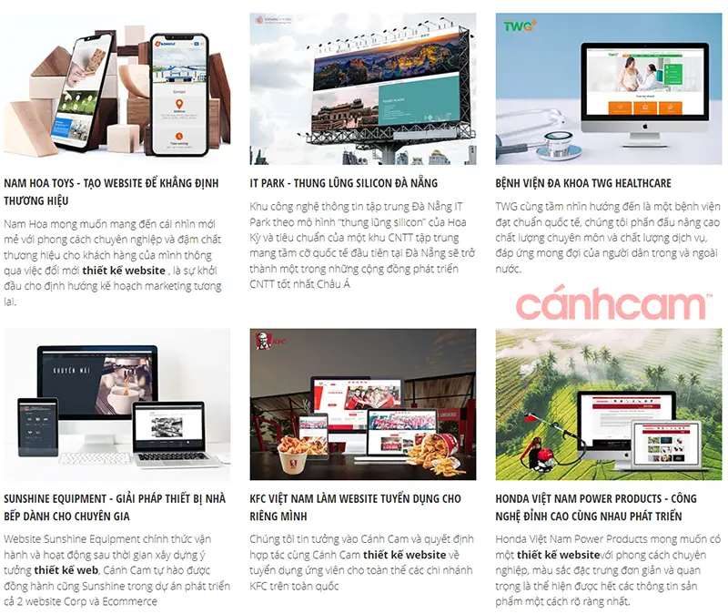 website đã thiết kế của Cánh Cam 
