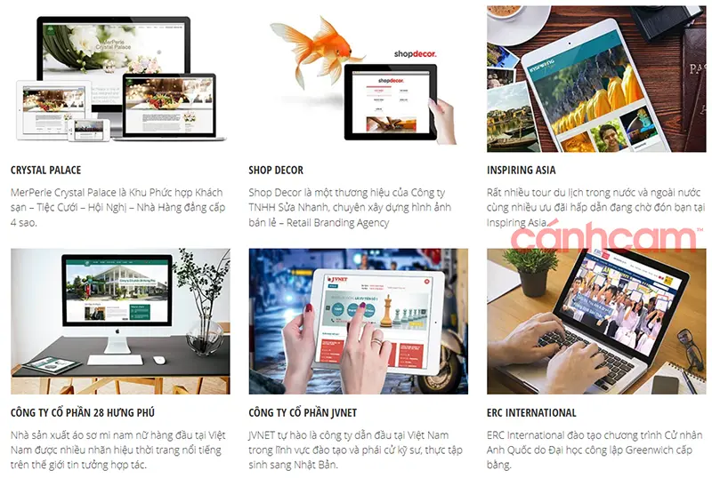 website đã thiết kế của Cánh Cam 