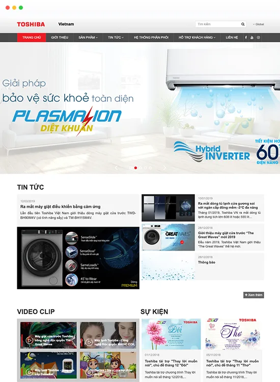 Toshiba thiết kế website kim khí điện máy tại Cánh Cam