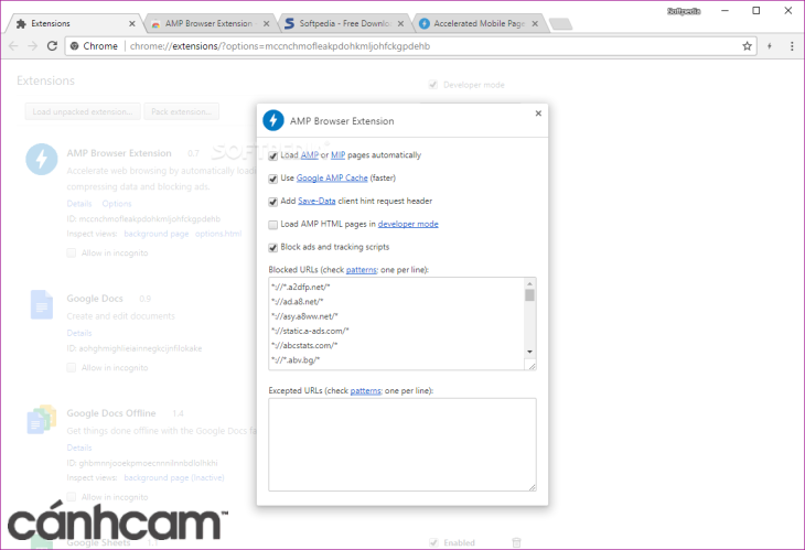 Thiết lập tiện ích AMP Browser Extension cho Google Chrome