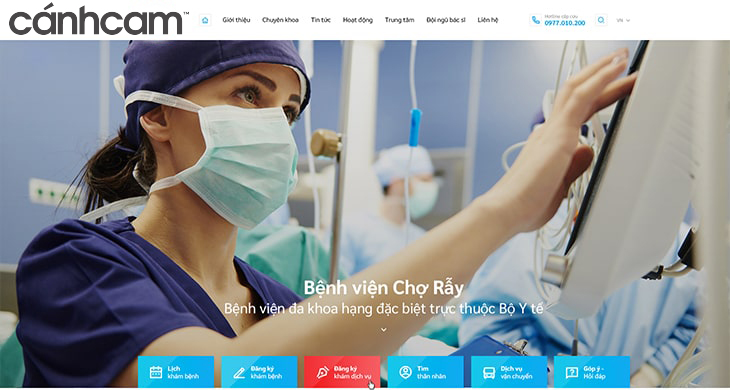 Website bệnh viện Chợ Rẫy do Cánh Cam thiết kế