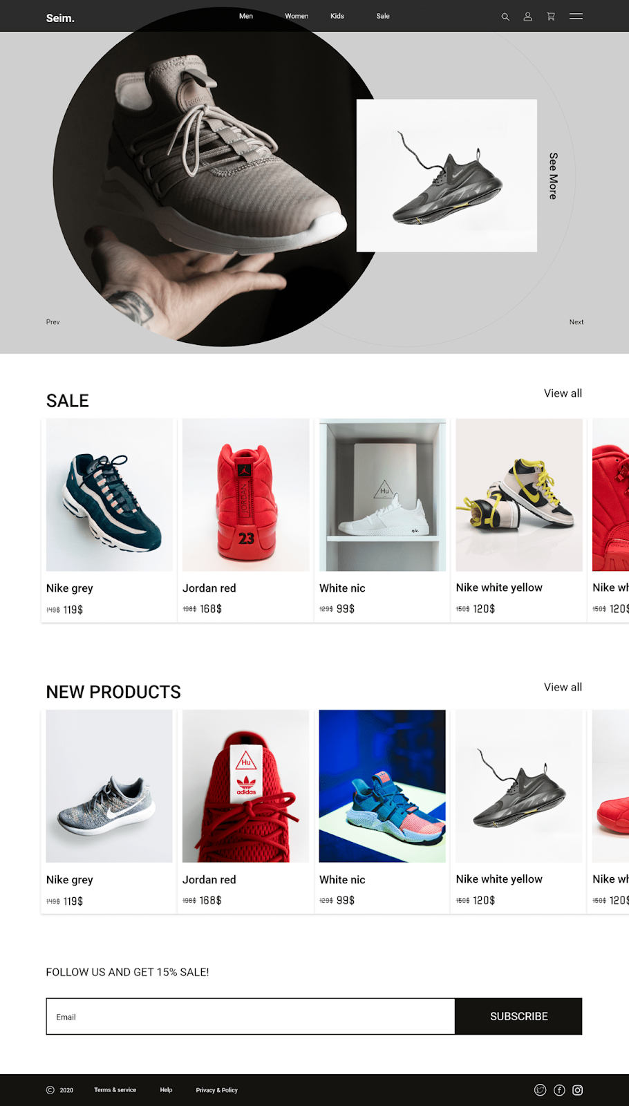 Website chuyên bán giày tập trung vào hình ảnh và giá cả
