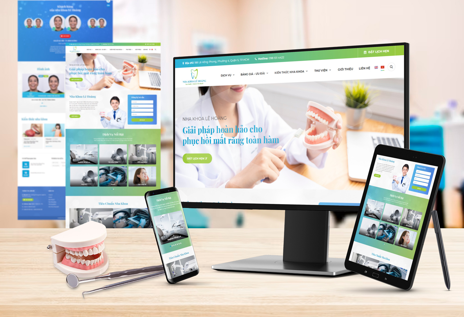 top mẫu website y tế đẹp website nha khoa Lê Hoàng WordPress