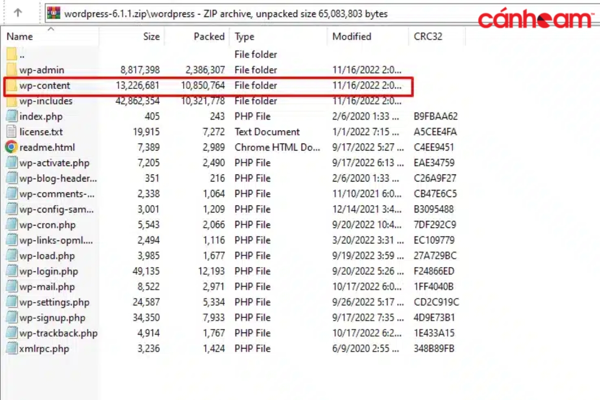 Xoá thư mục wp-content trong file WordPress đã được giải nén
