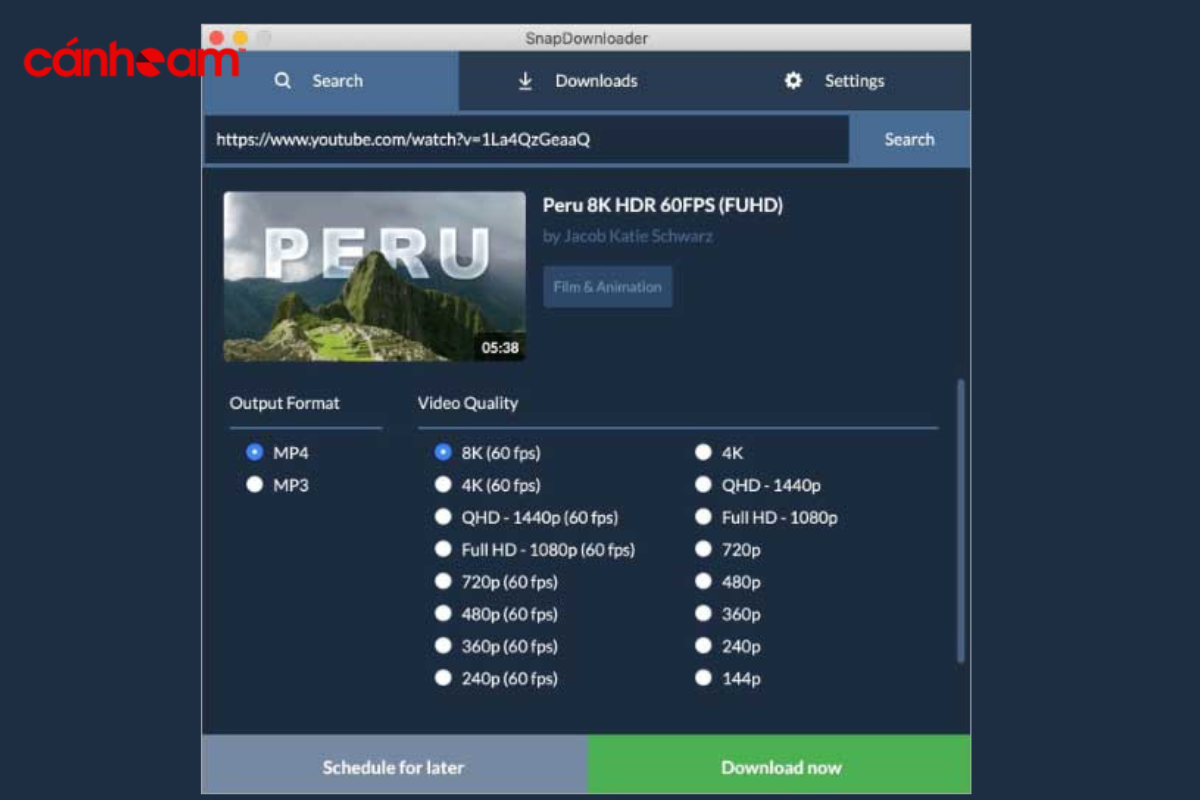 Snap Downloader giúp bạn tải xuống video với độ phân giải tương thích với nhiều thiết bị