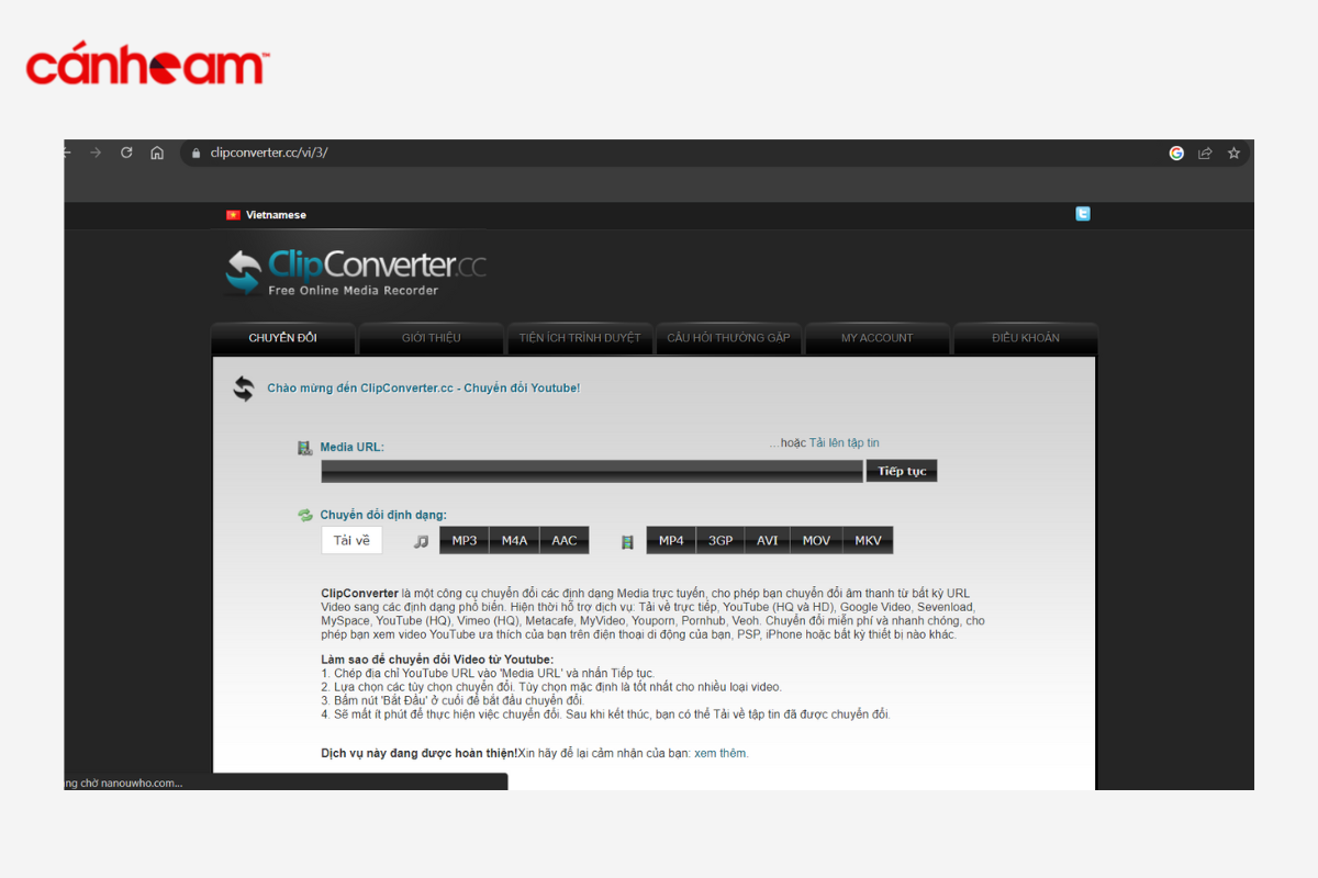 ClipConverter.cc là một ứng dụng chuyển đổi dữ liệu trực tuyến hoàn toàn miễn phí
