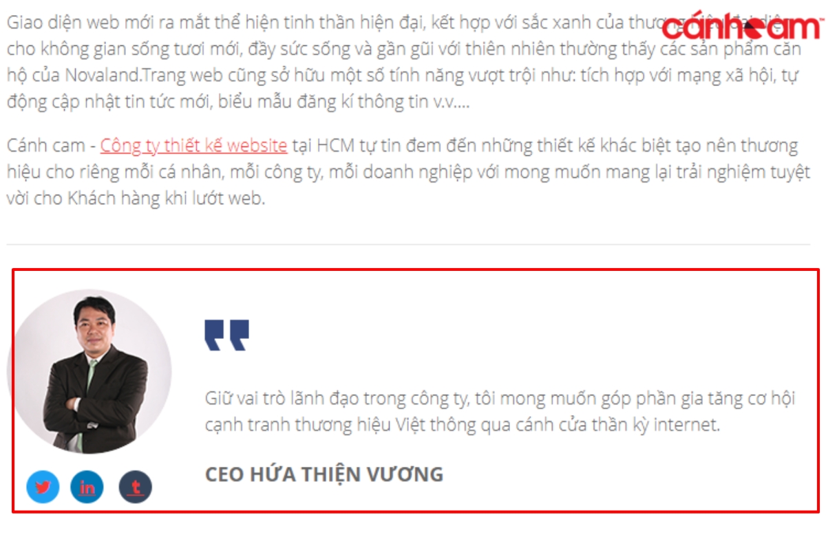 Author box tại Website Cánh Cam