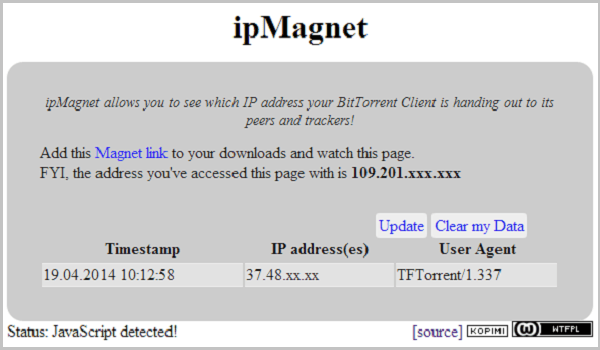 IpMagnet Kiểm tra rò rỉ DNS bằng Torrent