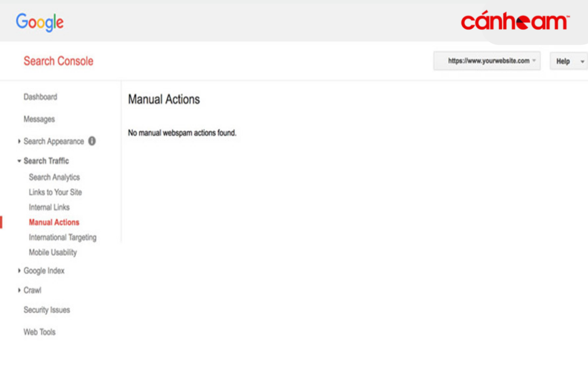 Trường hợp Domain đã được làm sạch “No manual webspam actions found” trên Google Search Console