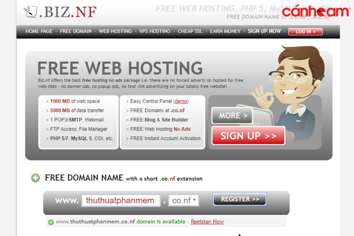 Biz.nf là nhà cung cấp dịch vụ hosting free từ năm 2008