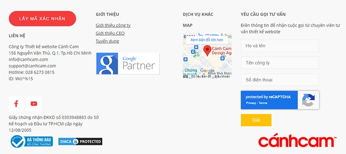 Footer của trang web Cánh Cam