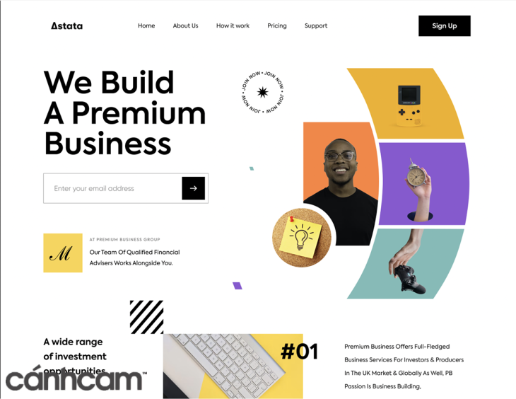 Layout website bất đối xứng có 2 phần bố cục với kích thước chênh lệch nhau