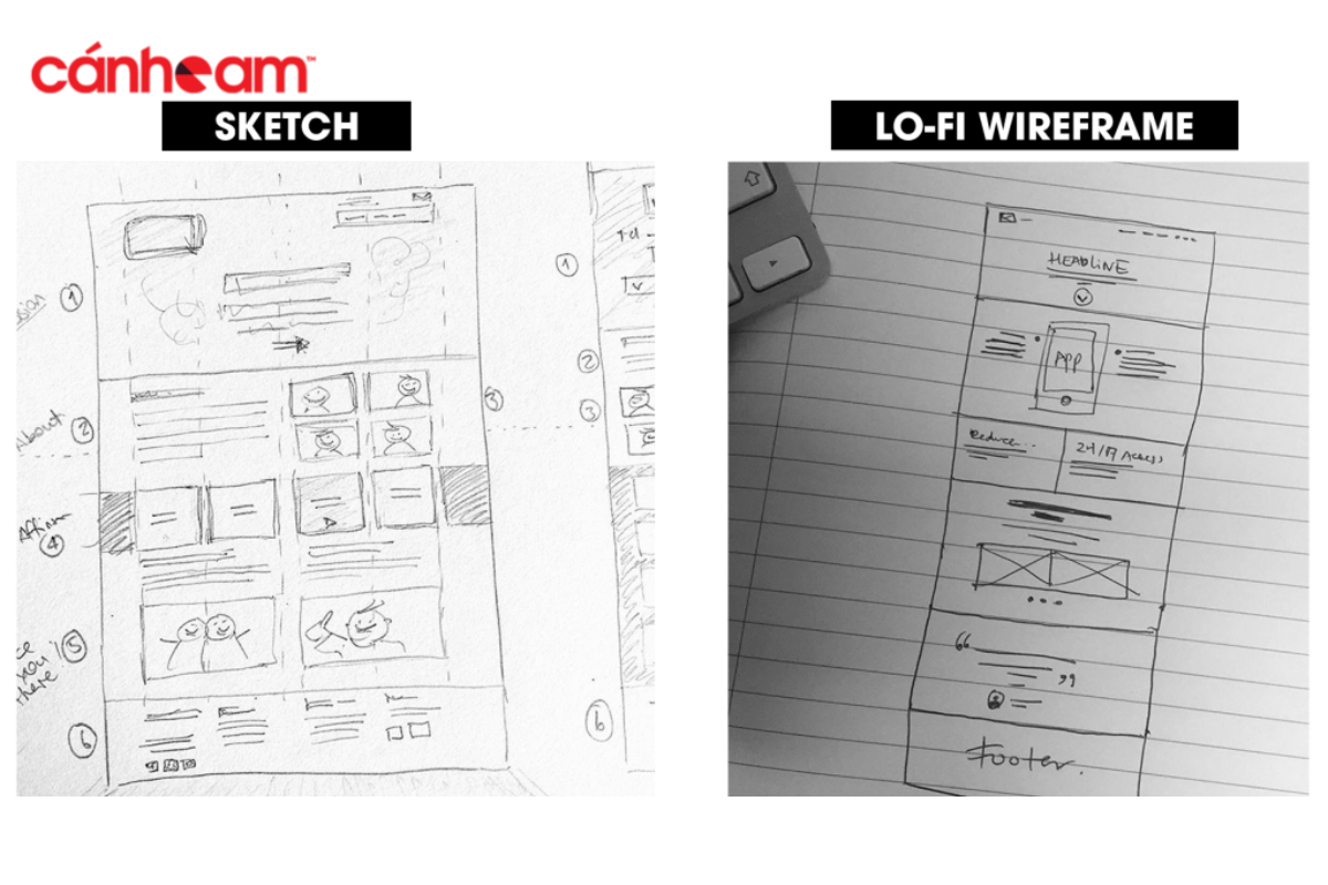 Phân biệt giữa Sketch và Wireframe đơn giản