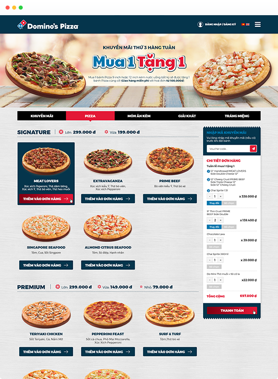 thiết kế website bán hàng cho domino pizza