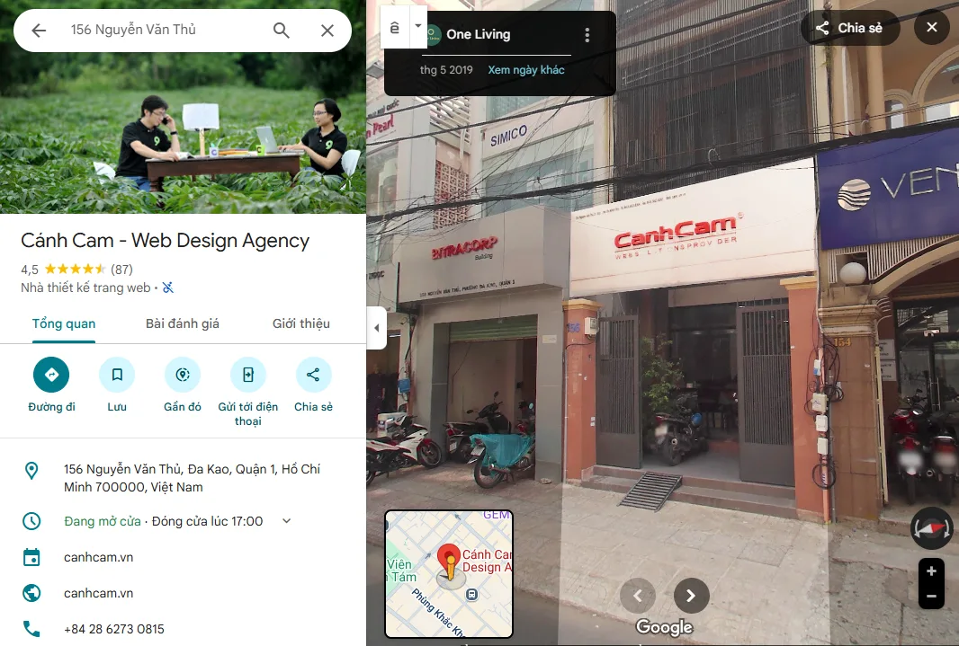 cách sử dụng Google Maps quay về quá khứ xem công ty của Cánh Cam