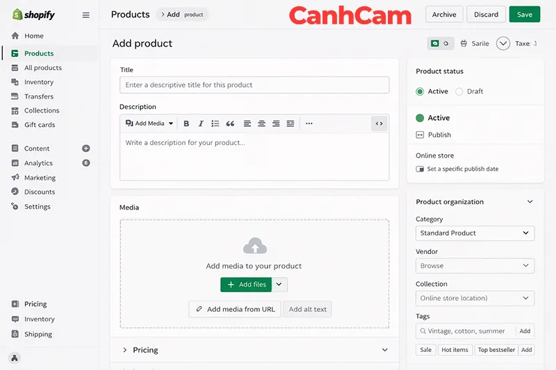hình minh họa CMS Shopify