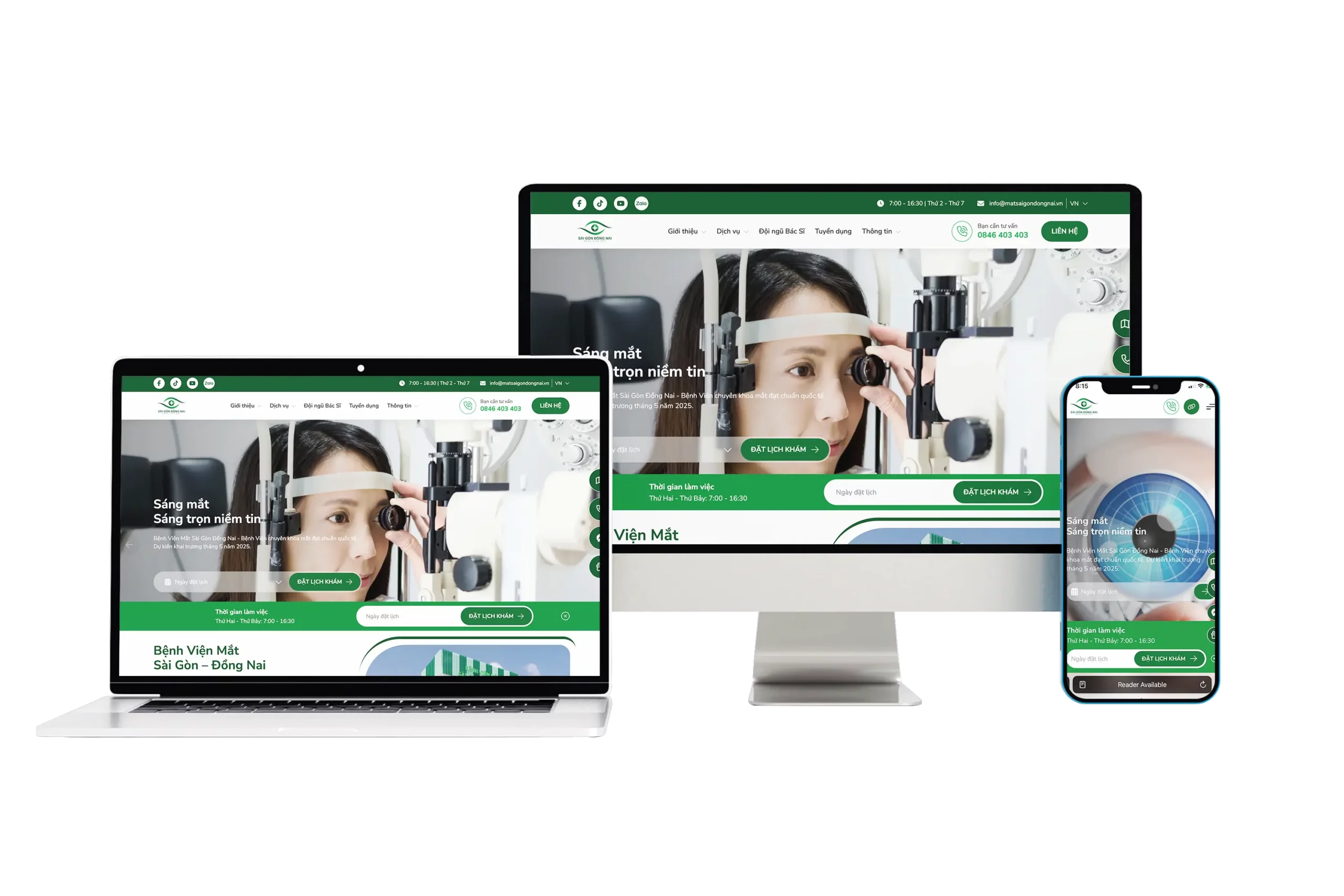 Website Bệnh viện Mắt Sài Gòn do Cánh Cam thiết kế