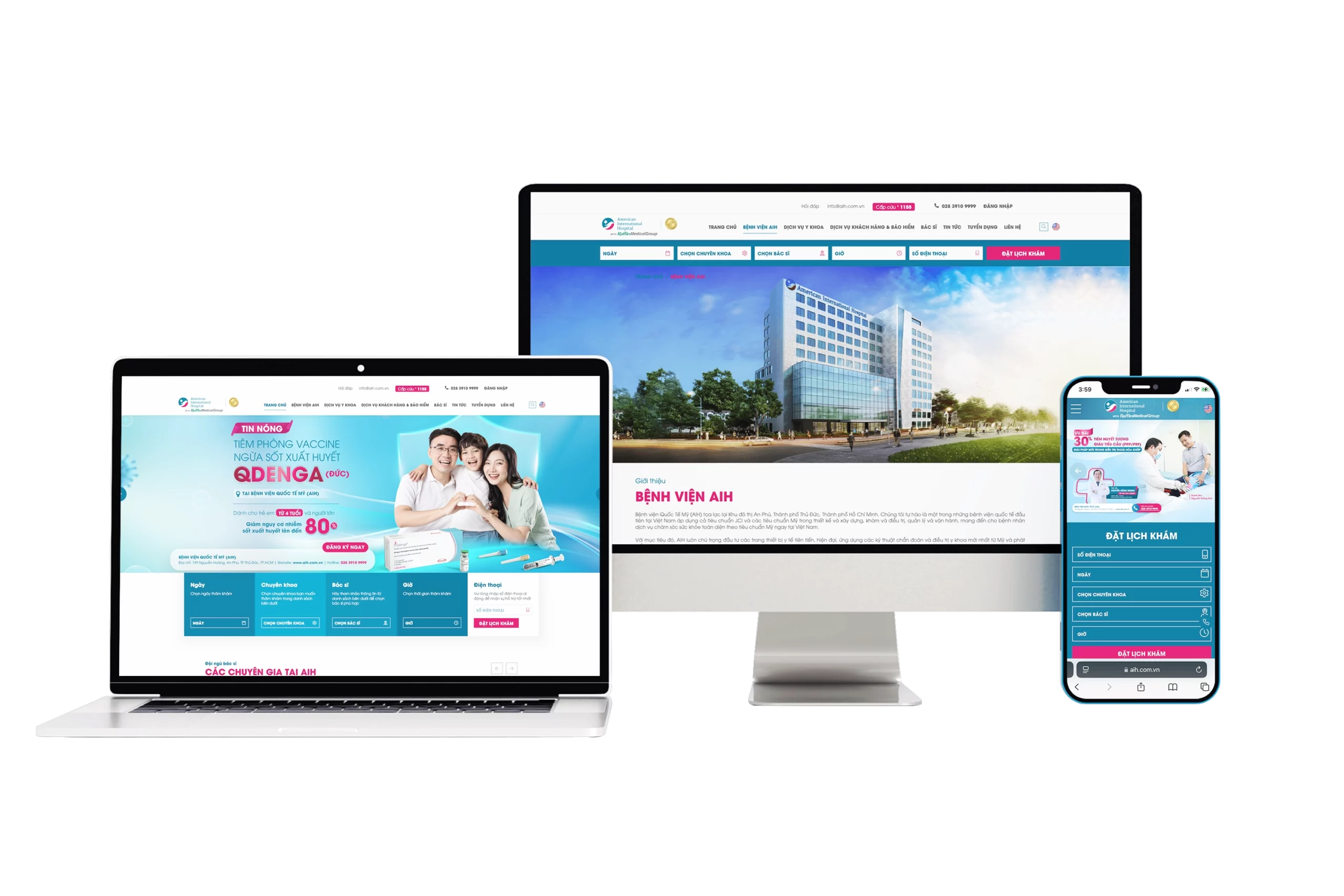 Website Bệnh viện Quốc tế Mỹ AIH do Cánh Cam thiết kế