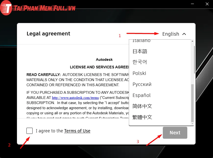 Tiếp tục bước 2 quá trình cài đặt 3DS MAX