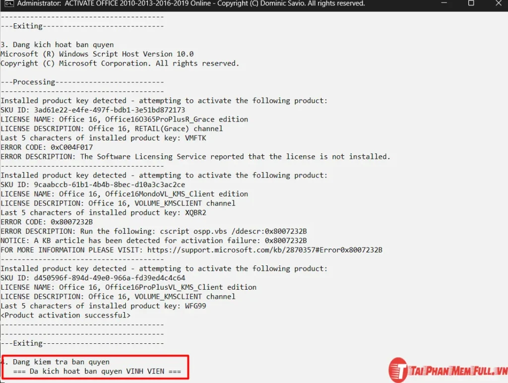 Tiếp tục bước 4 quá trình cài đặt Microsoft Office 2019 Full Crack