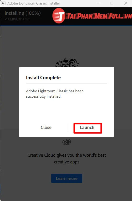Tiếp tục bước 4 quá trình cài đặt Adobe Lightroom Classic full crack