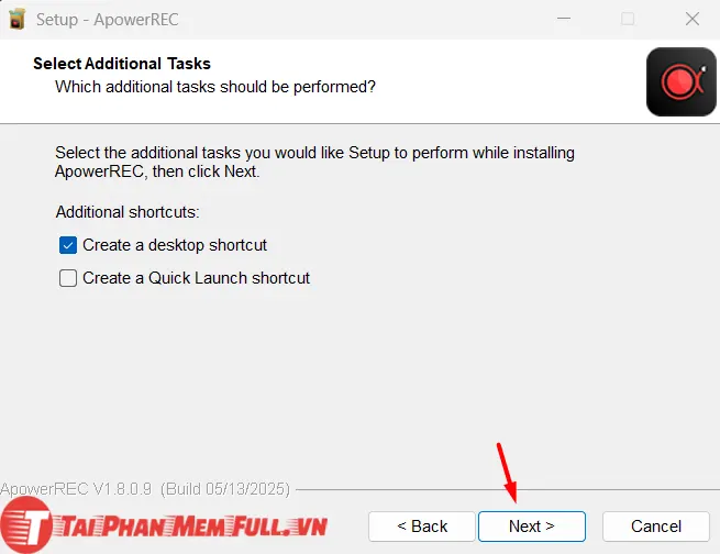 Tiếp tục bước 3 quá trình cài đặt ApowerREC full crack