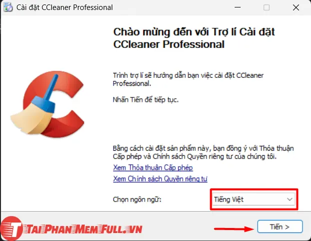 Bước 3 quá trình cài đặt CCleaner Full Crack