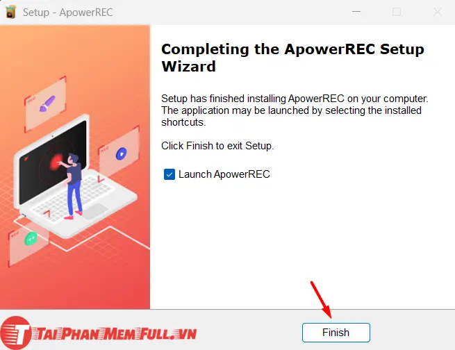 Tiếp tục bước 3 quá trình cài đặt ApowerREC full crack