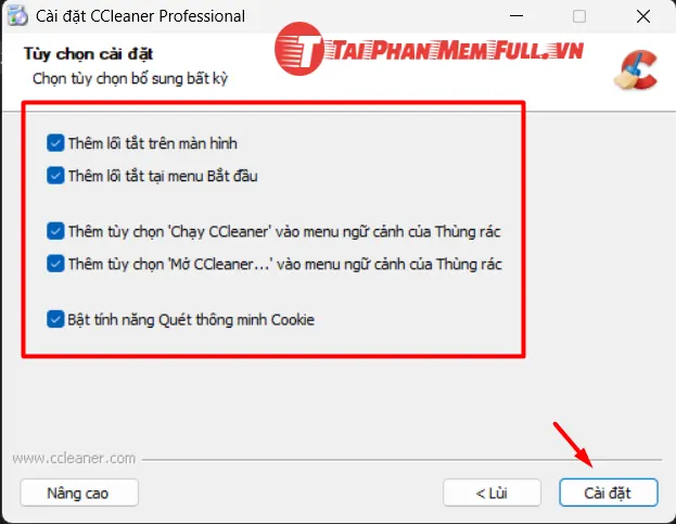 Bước 4 quá trình cài đặt CCleaner Full Crack