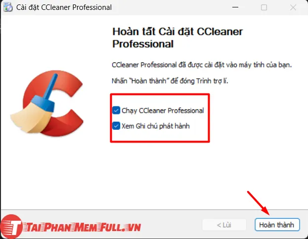 Bước 5 quá trình cài đặt CCleaner Full Crack