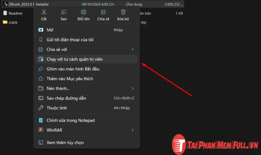 Bước 2 quá trình tải ZBrush full crack