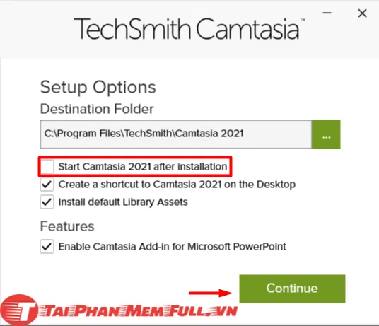 Bước 6 quá trình cài đặt Camtasia 2021 Full Crack